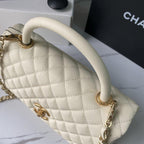 Chanel Trendy CC Flap Bag White Quilted with Top Handle