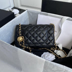 Chanel Pearl Crush Mini Flap Bag Black Quilted Calfskin Leather Chain Shoulder
