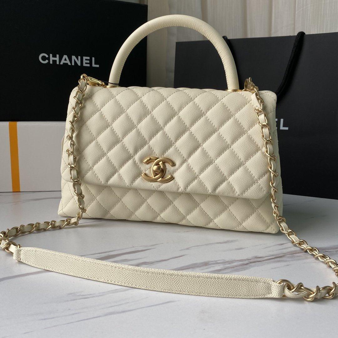 Chanel Trendy CC Flap Bag White Quilted with Top Handle