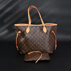Louis Vuitton Neverfull MM Tote Bag Monogram Canvas Red Interior Shoulder