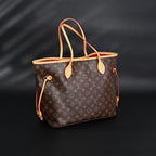 Louis Vuitton Neverfull MM Tote Bag Monogram Canvas Red Interior Shoulder