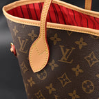 Louis Vuitton Neverfull MM Tote Bag Monogram Canvas Red Interior Shoulder