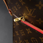 Louis Vuitton Neverfull MM Tote Bag Monogram Canvas Red Interior Shoulder