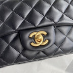 Chanel Pearl Crush Mini Flap Bag Black Quilted Calfskin Leather Chain Shoulder