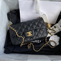 Chanel Pearl Crush Mini Flap Bag Black Quilted Calfskin Leather Chain Shoulder