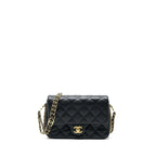 Chanel 23c Mini Flap Bag Chain Grained Calfskin Black